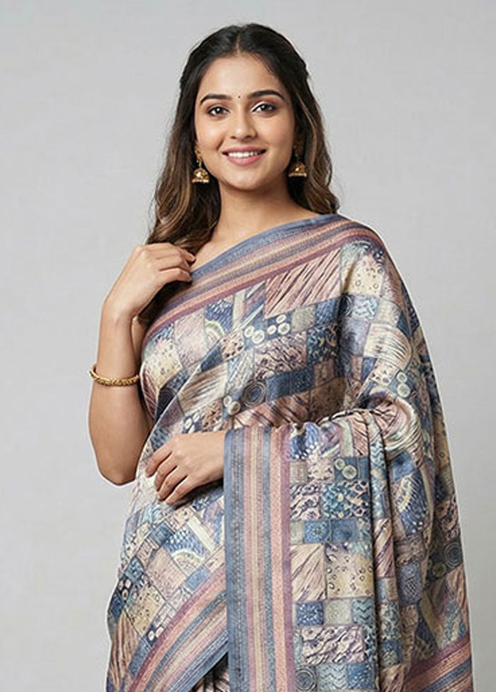 Multicolor Dupion Silk Saree With Blouse Piece