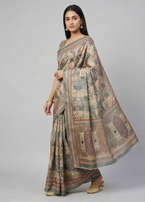 Multicolor Dupion Silk Saree With Blouse Piece