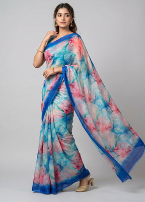 Multicolor Chiffon Silk Saree With Blouse Piece