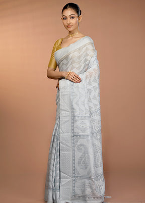 Blue Chiffon Silk Saree With Blouse Piece