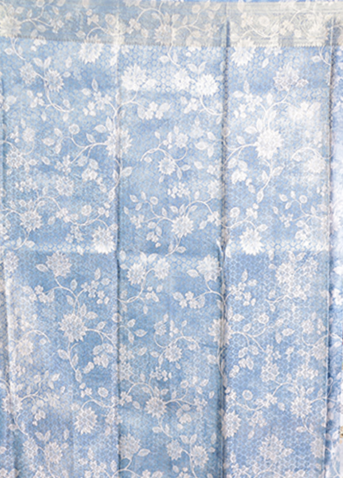 Grey Dupion Silk Saree With Blouse Piece