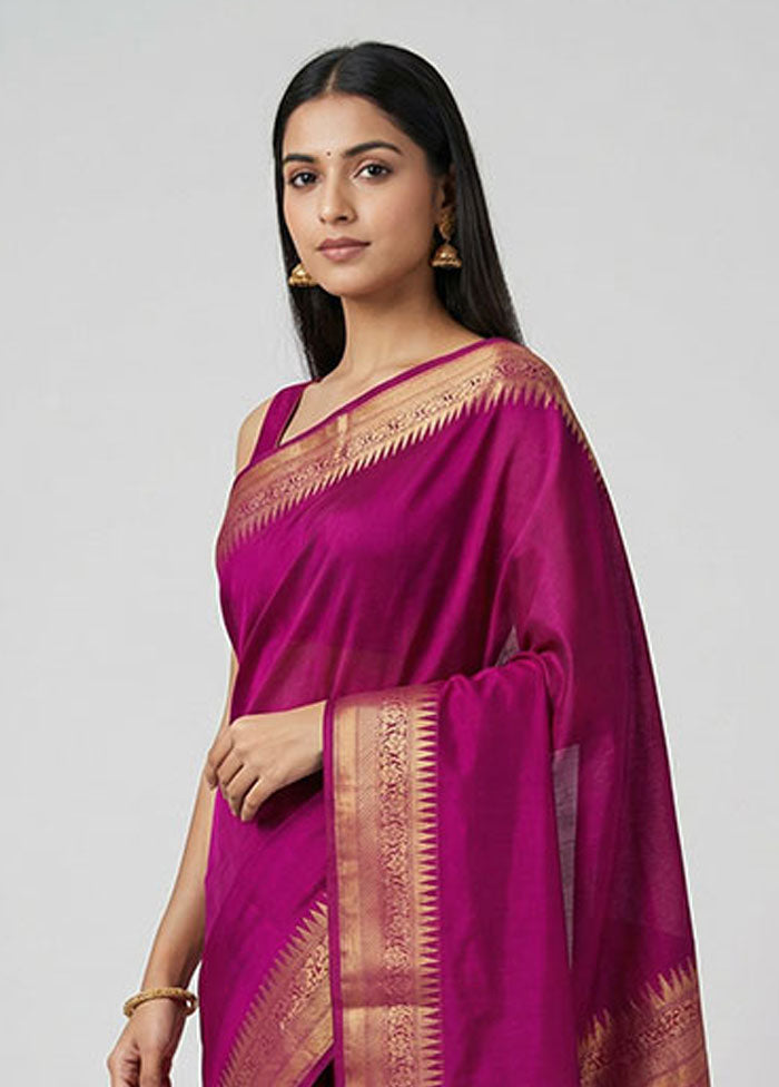 Purple Dupion Silk Saree With Blouse Piece