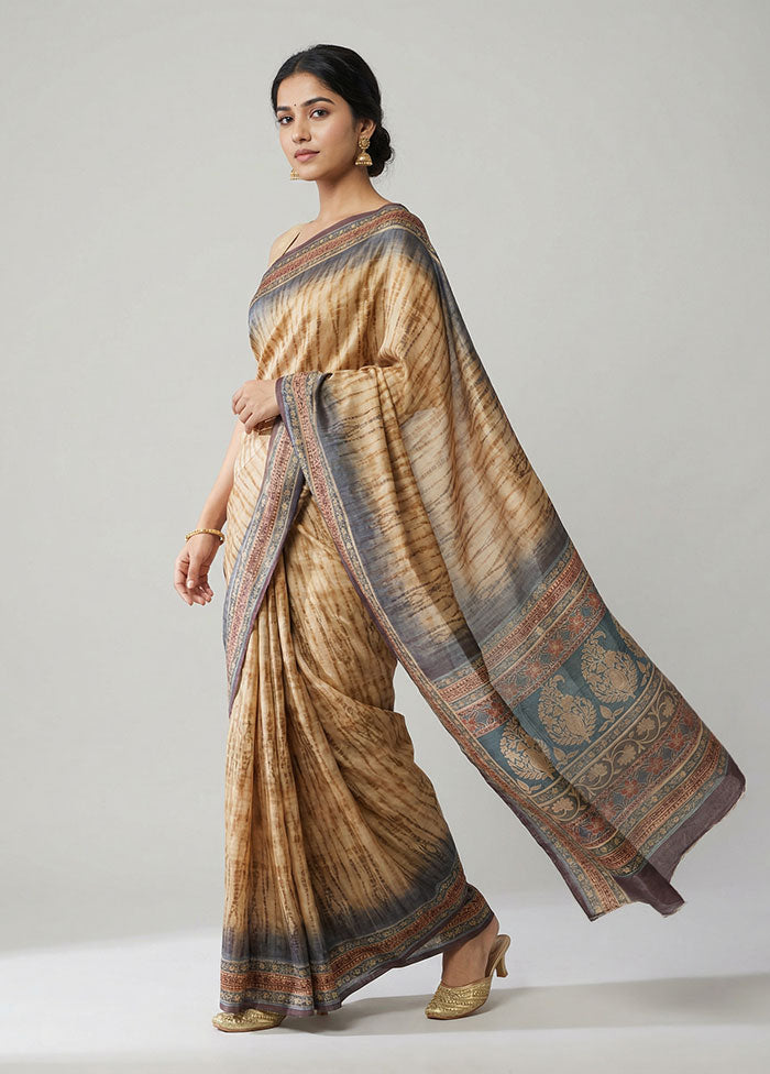 Grey Dupion Silk Saree With Blouse Piece