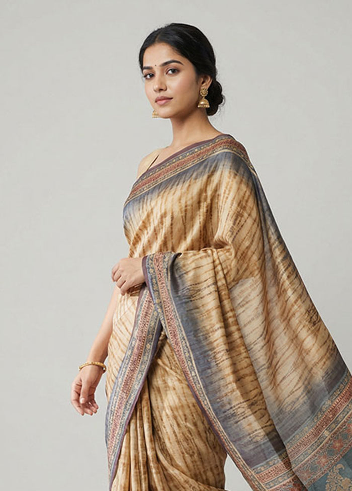 Grey Dupion Silk Saree With Blouse Piece