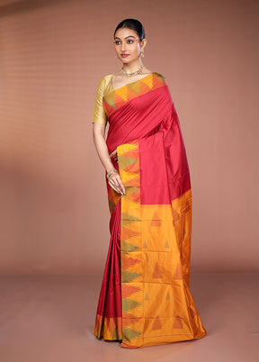 Maroon Kanjivaram Silk Saree With Blouse Piece