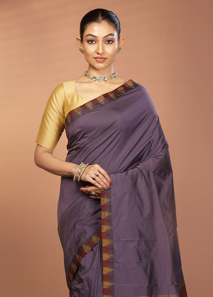 Purple Kanjivaram Silk Saree With Blouse Piece