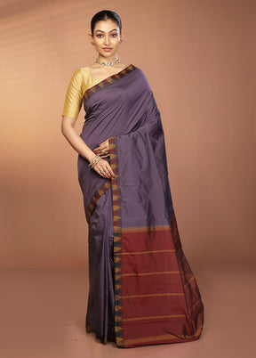 Purple Kanjivaram Silk Saree With Blouse Piece