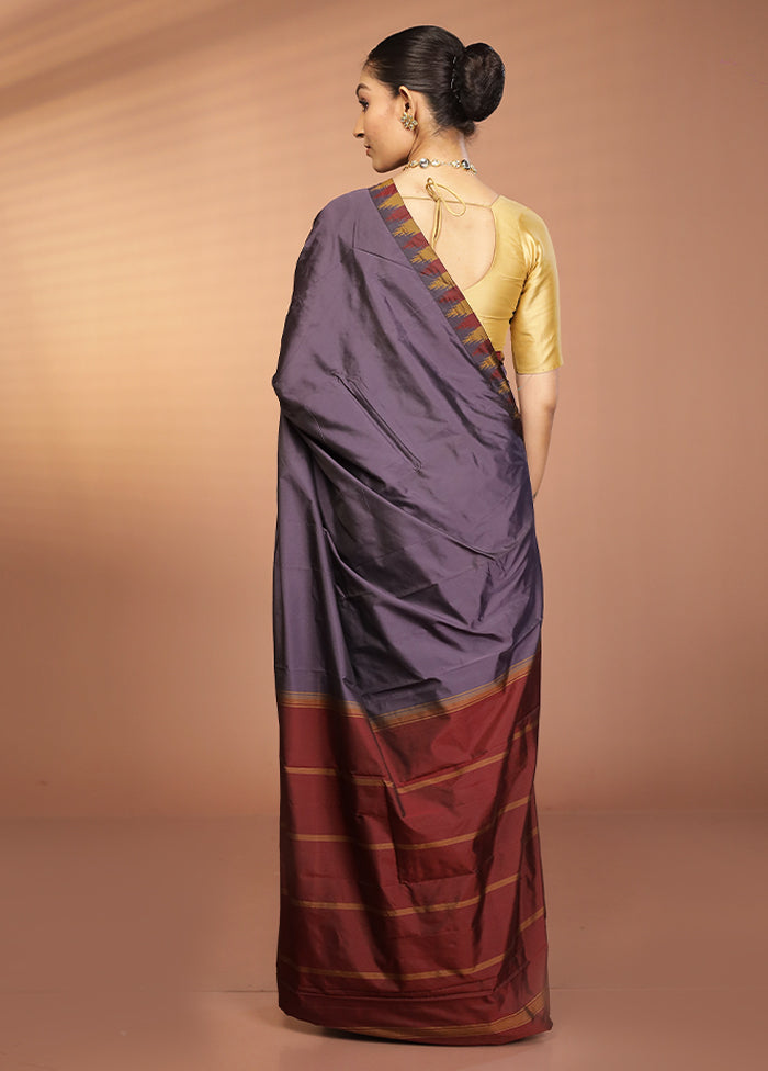 Purple Kanjivaram Silk Saree With Blouse Piece