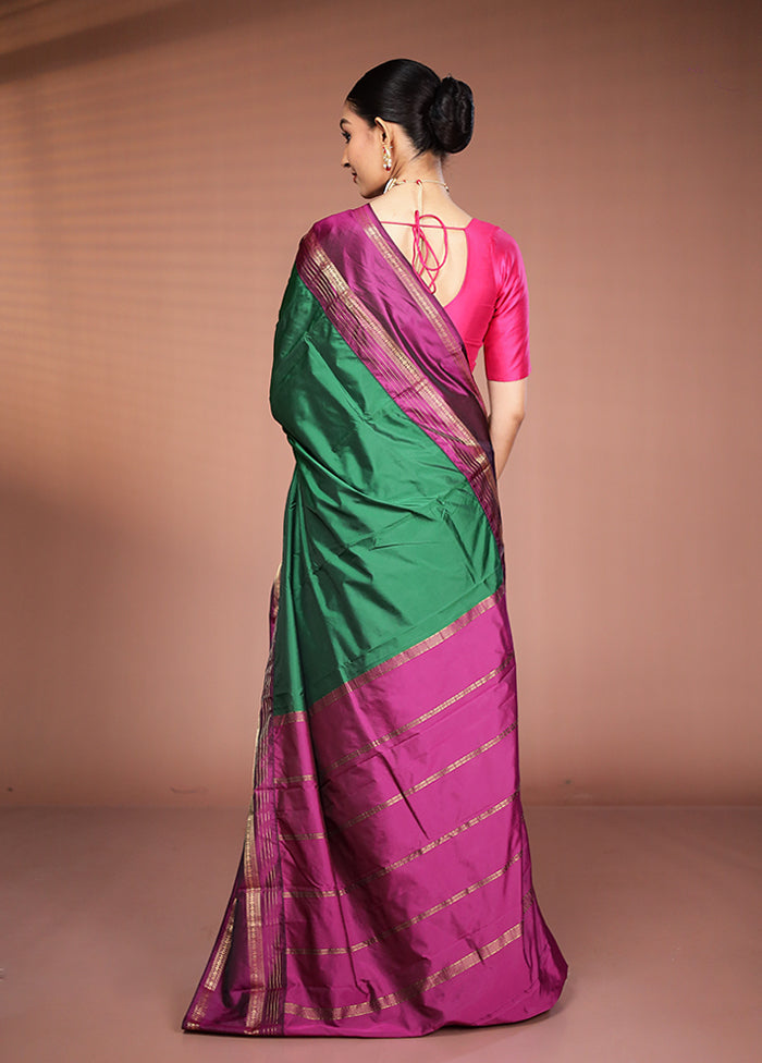 Green Kanjivaram Silk Saree With Blouse Piece