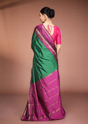 Green Kanjivaram Silk Saree With Blouse Piece