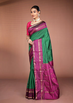 Green Kanjivaram Silk Saree With Blouse Piece