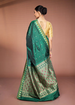 Green Kanjivaram Silk Saree With Blouse Piece