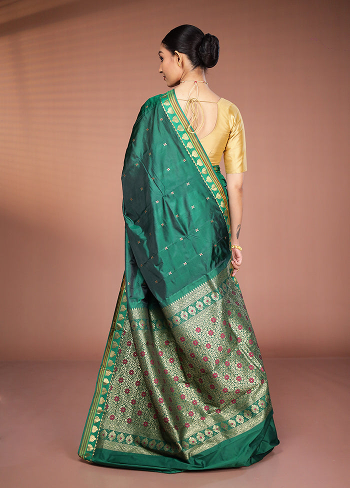 Green Kanjivaram Silk Saree With Blouse Piece