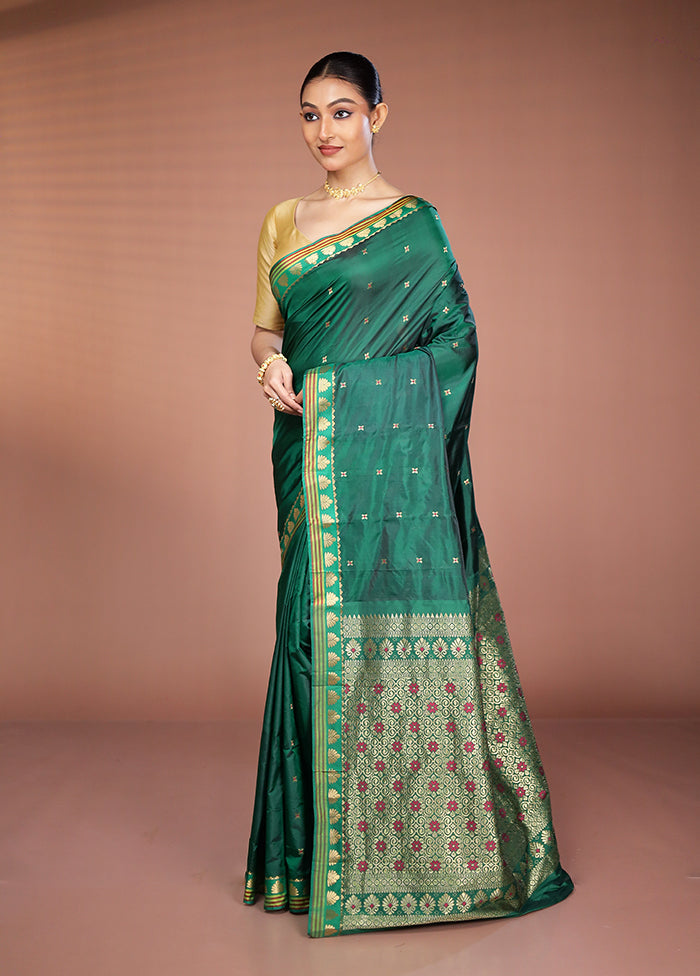 Green Kanjivaram Silk Saree With Blouse Piece