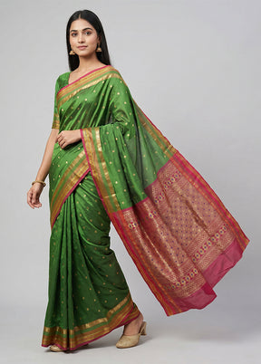 Green Kanjivaram Silk Saree With Blouse Piece