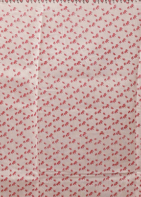 White Chanderi Silk Saree With Blouse Piece