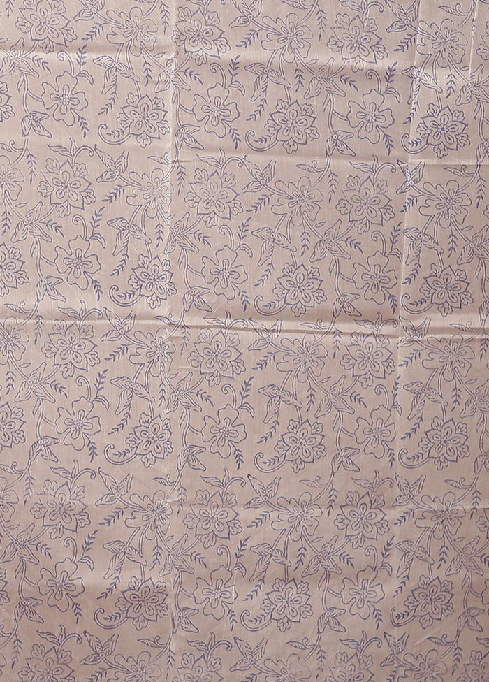 White Chanderi Silk Saree With Blouse Piece