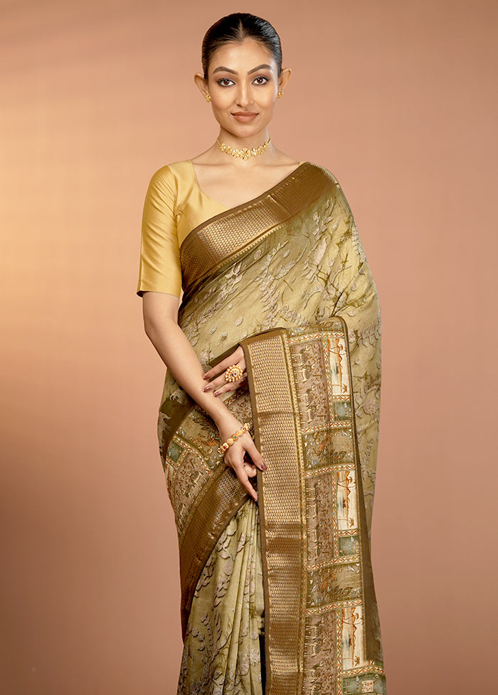 Brown Dupion Silk Saree With Blouse Piece