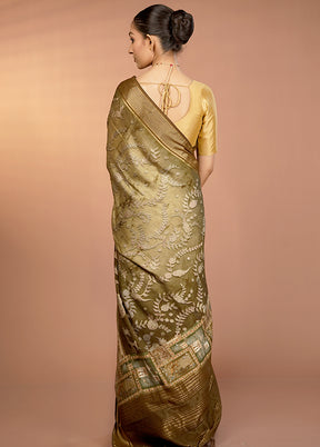Brown Dupion Silk Saree With Blouse Piece