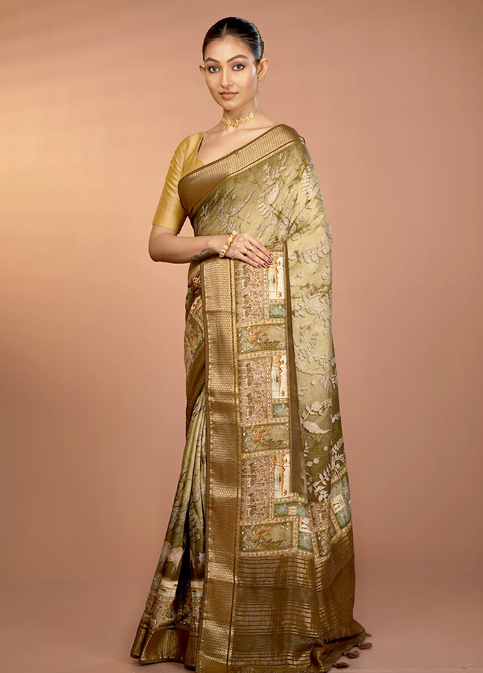 Brown Dupion Silk Saree With Blouse Piece