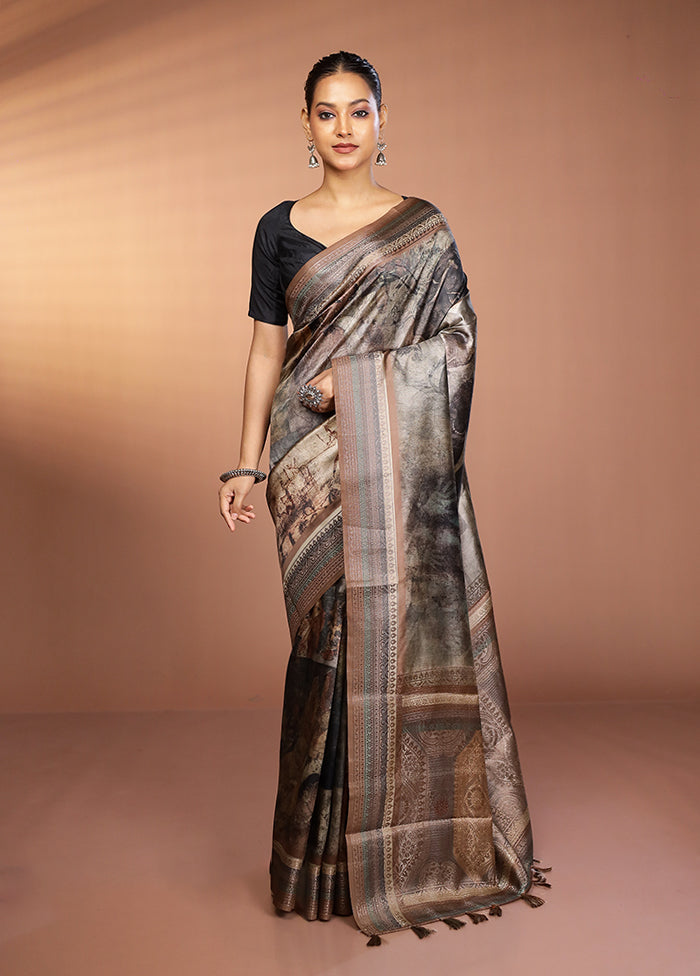 Cream Dupion Silk Saree With Blouse Piece