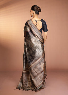 Cream Dupion Silk Saree With Blouse Piece