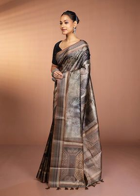 Cream Dupion Silk Saree With Blouse Piece