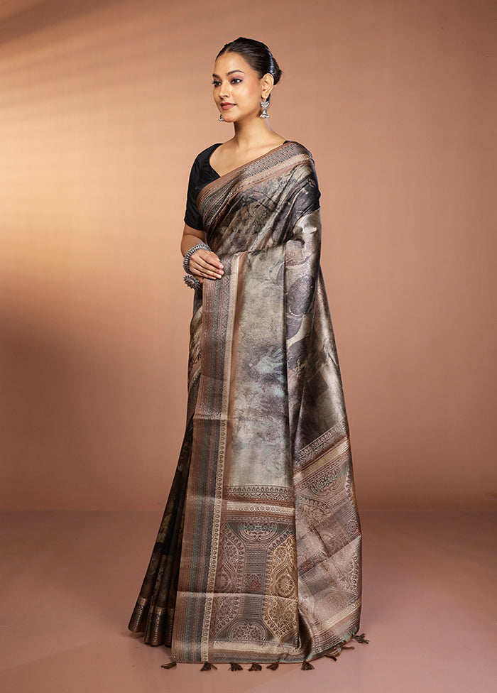 Cream Dupion Silk Saree With Blouse Piece