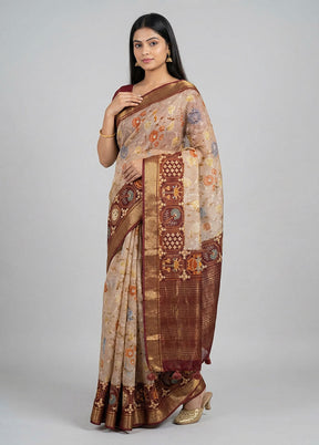 Maroon Dupion Silk Saree With Blouse Piece