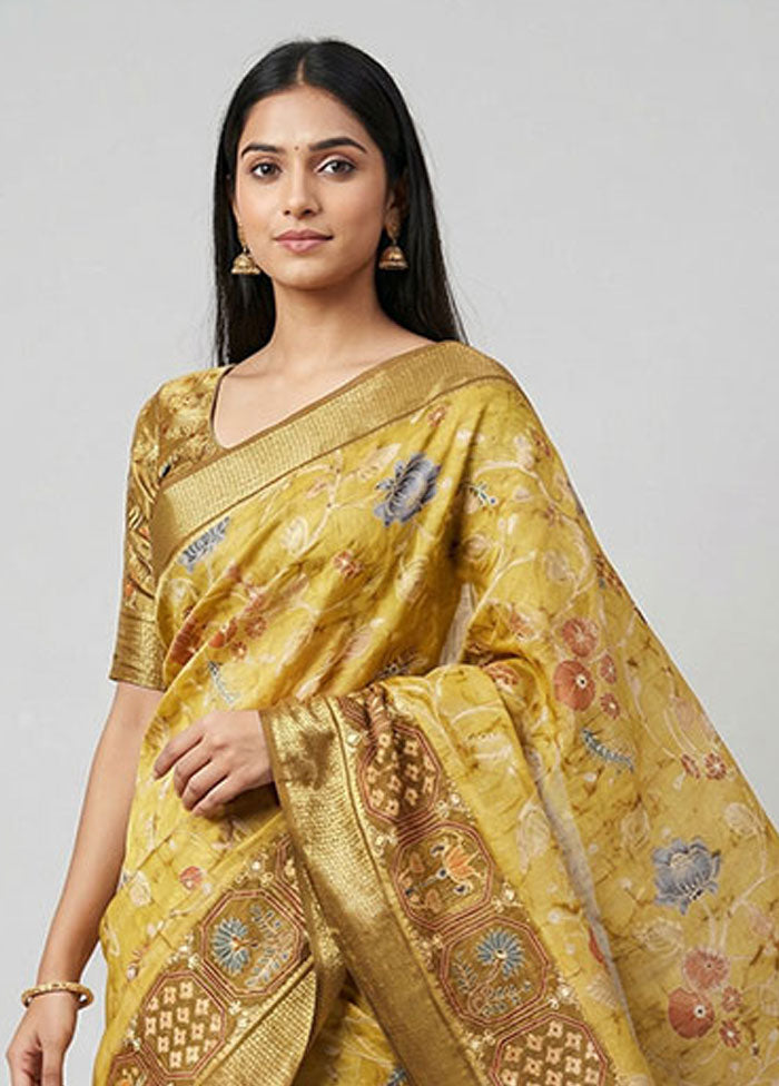 Brown Dupion Silk Saree With Blouse Piece