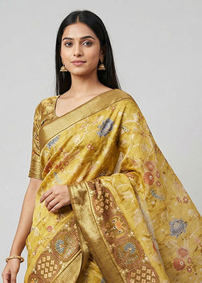 Brown Dupion Silk Saree With Blouse Piece