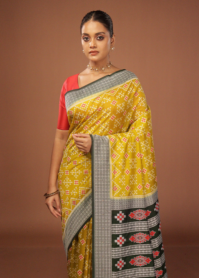 Green Bomkai Silk Saree Without Blouse Piece