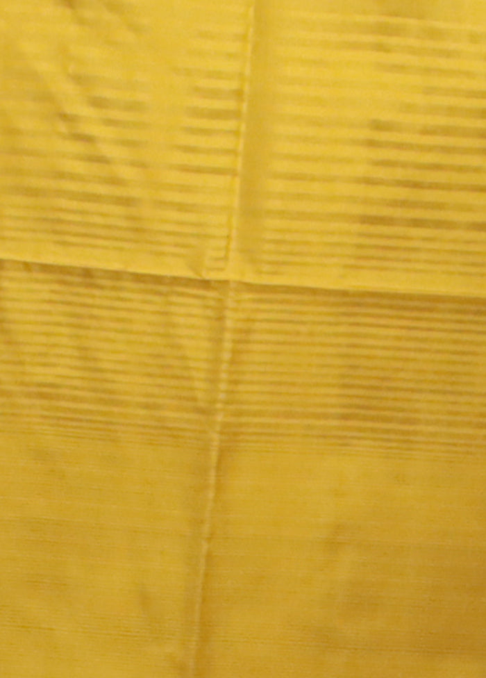 Yellow Handloom Kanjivaram Pure Silk Saree With Blouse Piece