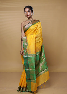 Yellow Kota Cotton Saree With Blouse Piece