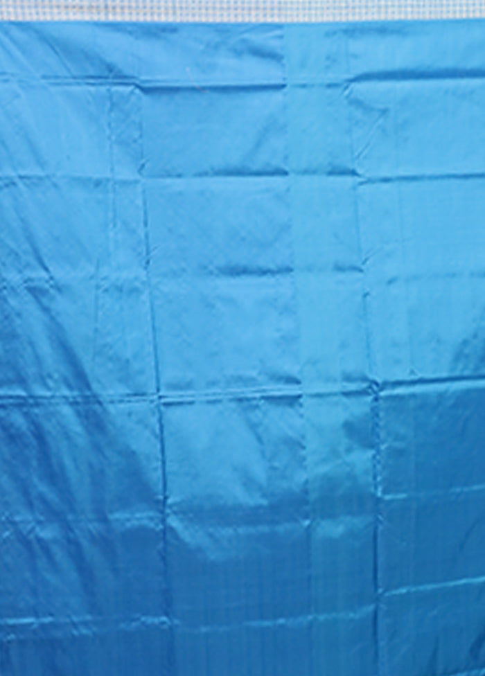 Blue Handloom Bomkai Pure Silk Saree With Blouse Piece