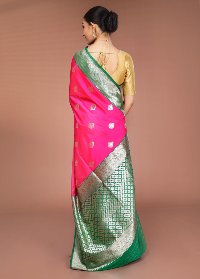 Pink Handloom Katan Pure Silk Saree With Blouse Piece