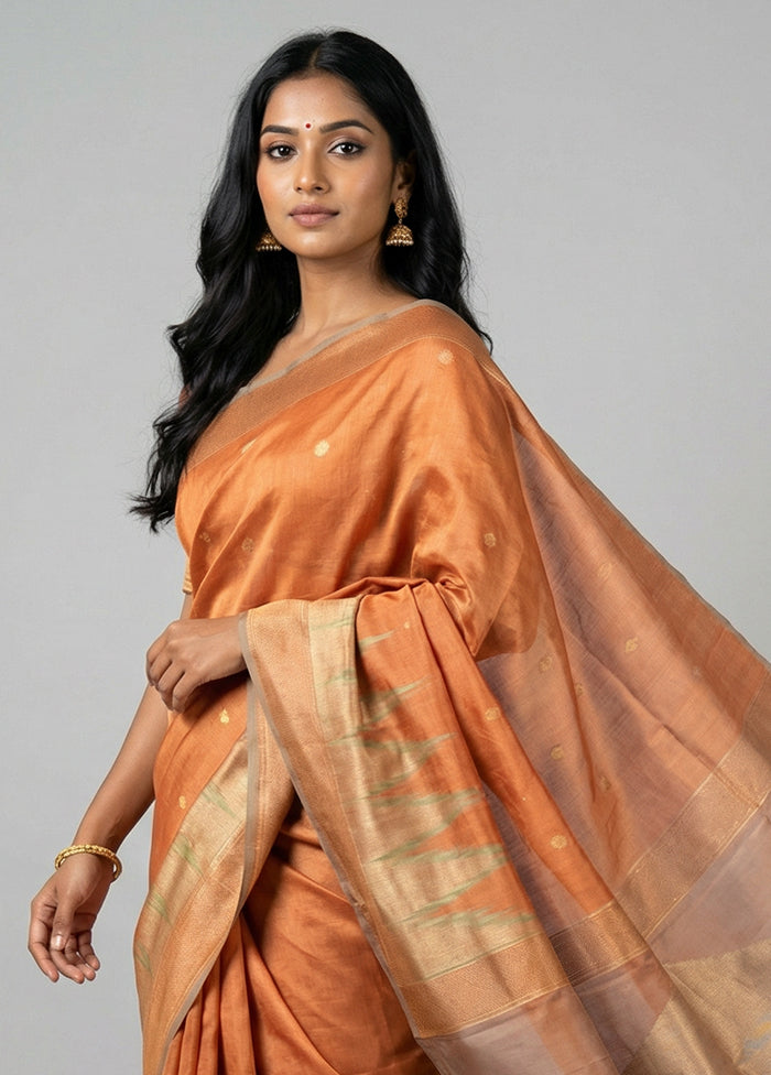 Pink Handloom Kanchipuram Pure Silk Saree With Blouse Piece
