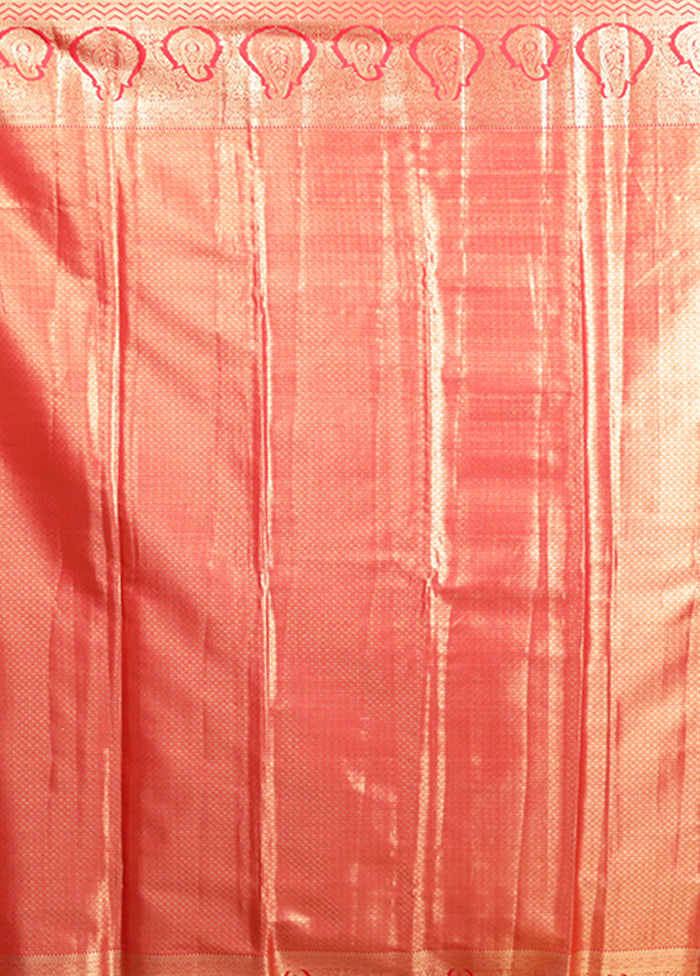 Gold Kanjivaram Silk Saree With Blouse Piece