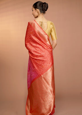 Pink Dupion Silk Saree With Blouse Piece