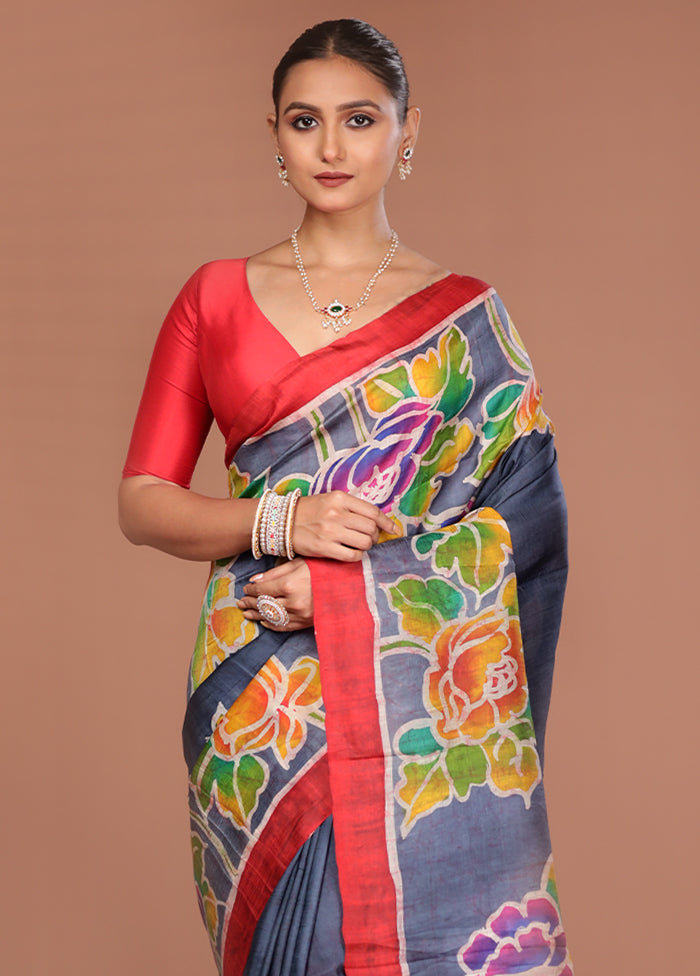 Multicolor Printed Pure Silk Saree Without Blouse Piece