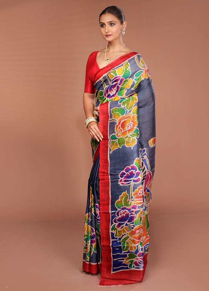 Multicolor Printed Pure Silk Saree Without Blouse Piece