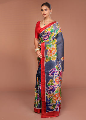 Multicolor Printed Pure Silk Saree Without Blouse Piece