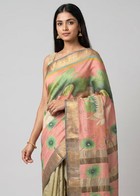 Multicolor Tussar Silk Saree With Blouse Piece
