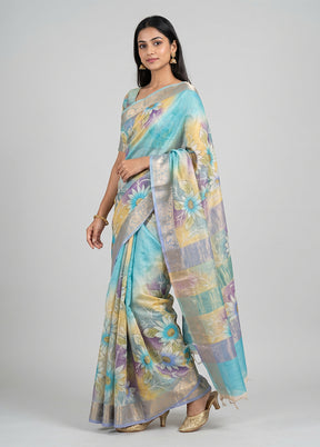 Multicolor Tussar Silk Saree With Blouse Piece
