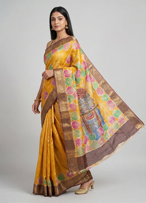 Multicolor Handloom Tussar Silk Saree With Blouse Piece