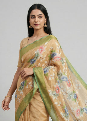 Multicolor Handloom Tussar Pure Silk Saree With Blouse Piece