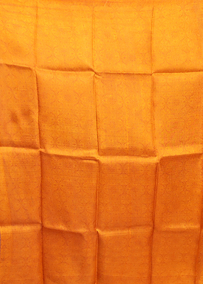 Blue Printed Pure Silk Saree Without Blouse Piece