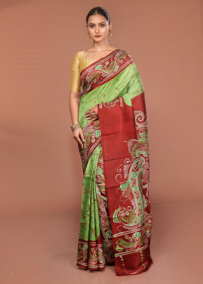 Multicolor Bishnupuri Pure Silk Saree Without Blouse Piece