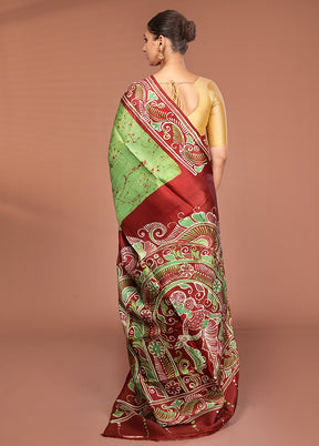 Multicolor Bishnupuri Pure Silk Saree Without Blouse Piece