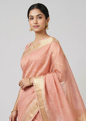 Pink Kora Silk Saree With Blouse Piece